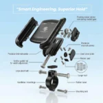 ⁦תושבת טלפון מקצועית נגד רעידות Moto Genius Multi-T – מתקן לטלפון לאופנוע, קטנוע ואופניים⁩ – תמונה ⁦3⁩